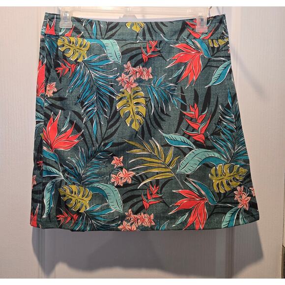 RipSkirt wrap skirt sz L green tropical print - Picture 1 of 7